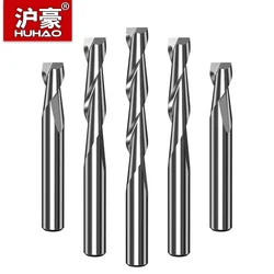 HUHAO Wood End Mills 2 Flute Spiral Milling Cutter 3.175mm Shank CNC Router Bit Tungsten Carbide Flat Nose End Mill for PVC MDF