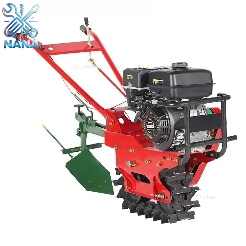 8 Horsepower Water-cooled Crawler Micro-cultivator Small Plow Cultivator Multifunctional Greenhouse Fertilization Seeder