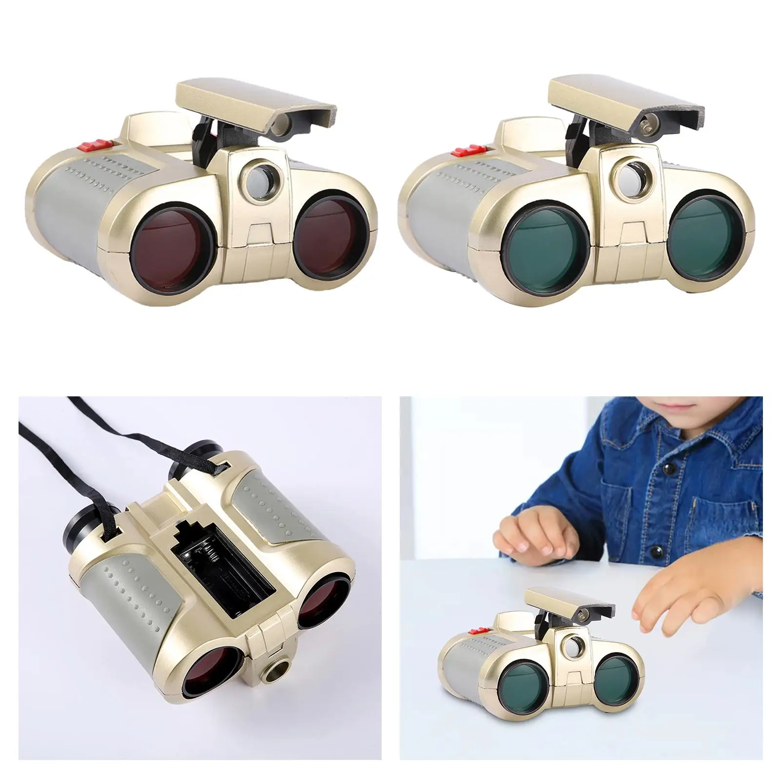 Children's Binoculars Telescope Toy Pretend Play Dual Tube Telescope Magnification Toy for Camping Stargazing Birthday Gifts