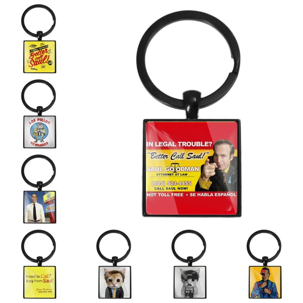 Póster del programa de televisión Better Call Saul, foto impresa en HD, llavero cuadrado de Saul Goodman, decoración para mochila, regalo de joyería