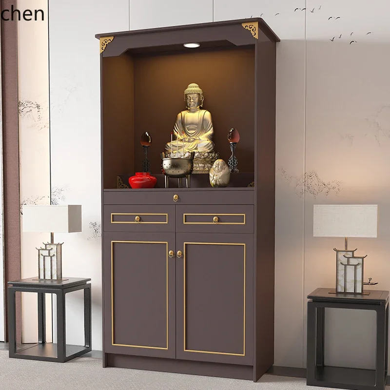 Vertical Cabinet Fireproof And Moisture-proof Aluminum Alloy Guan Gong Supply Table Guanyin Bodhisattva Buddha CabinetX28-1