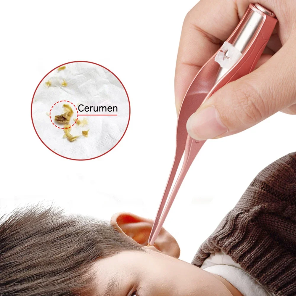 Baby Ear Cleaner Spoon LED Flash Light Ear Wax Curette Picker Visual Children Earpick Eer Wax Dig Remover Ear Nose Novel Tweezer