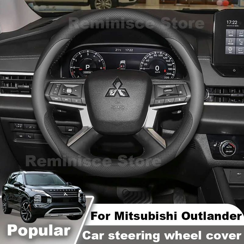 Nappa Leather Car Steering Wheel Cover For Mitsubishi Outlander GF GG ZJ ZK ZL 2013-2024 2025 Steering Wheel Cover Accessories