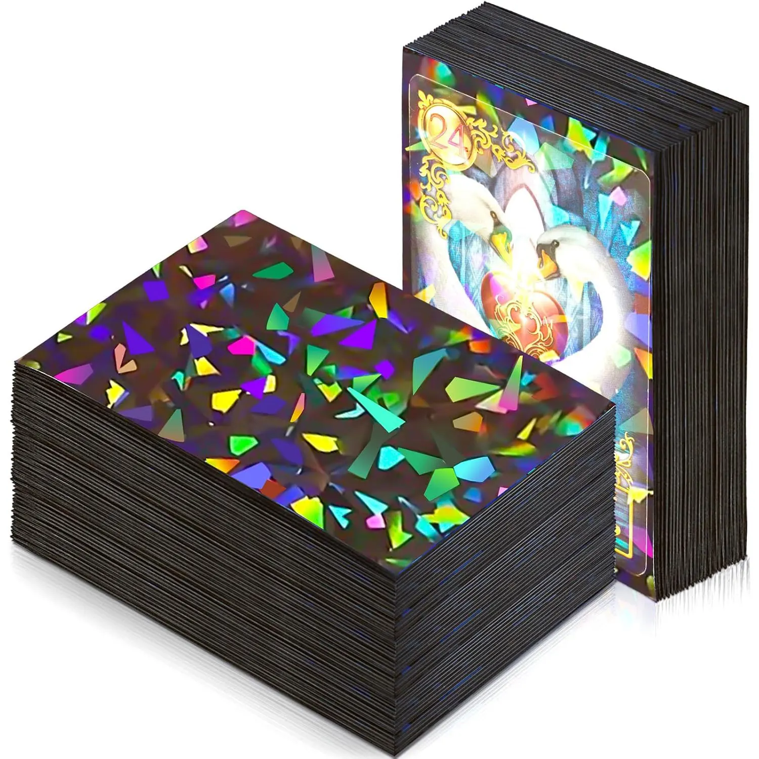 100Pcs Holographic Card Sleeves Laser Flashing Black Trading Card Sleeves Matte Kpop Card Protector Sleeves Fit for Game Card