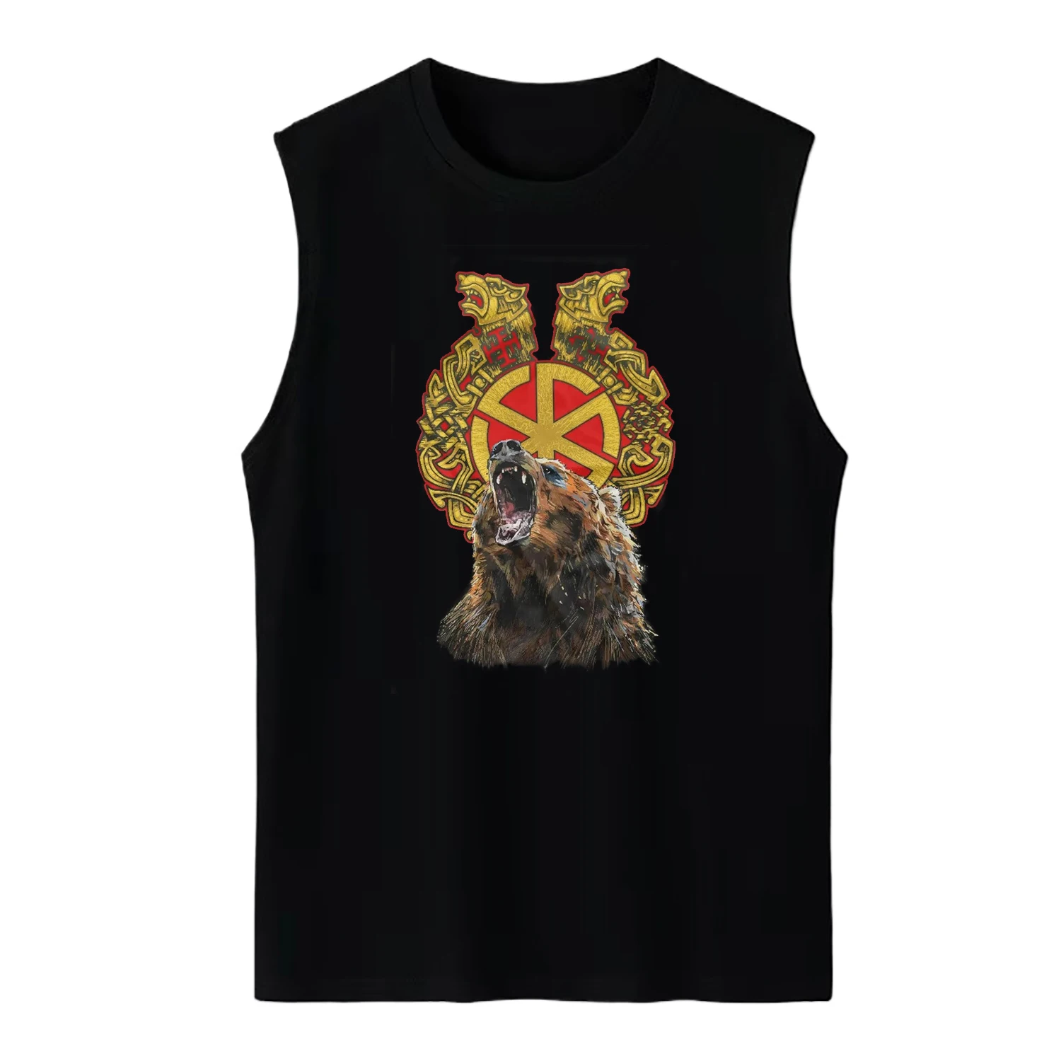 Russian Orthodox Bear Slavic Kolovrat Rune Amulets Tank Top New 100% Cotton O-Neck Summer Casual Mens Vest Sleeveless T-shirt