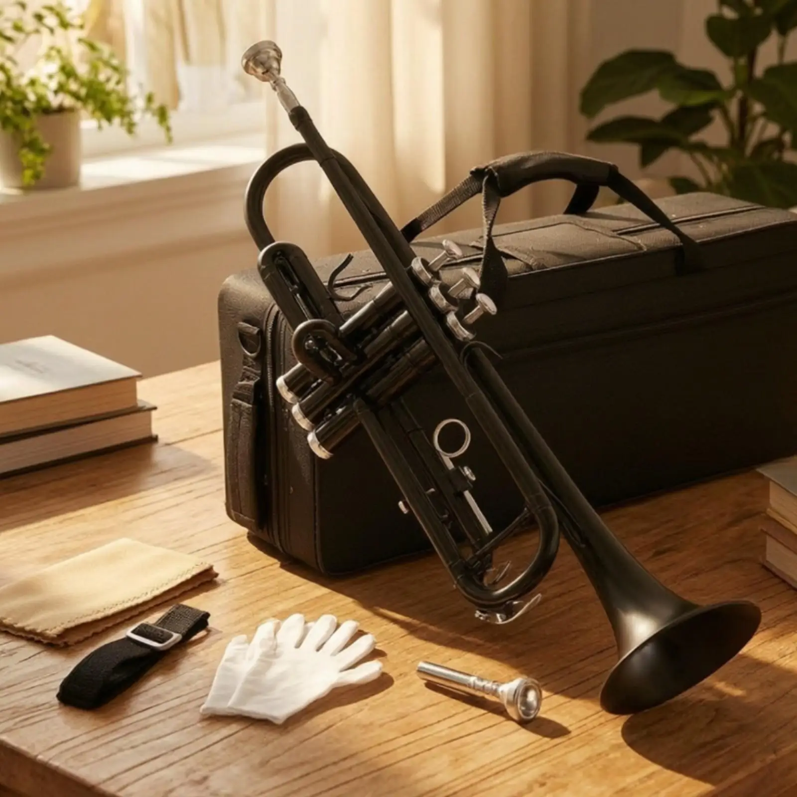 Durable Brass Trumpet with Expanded Bell Three Key System and Carry Bag for Daily Music Rehearsal Training