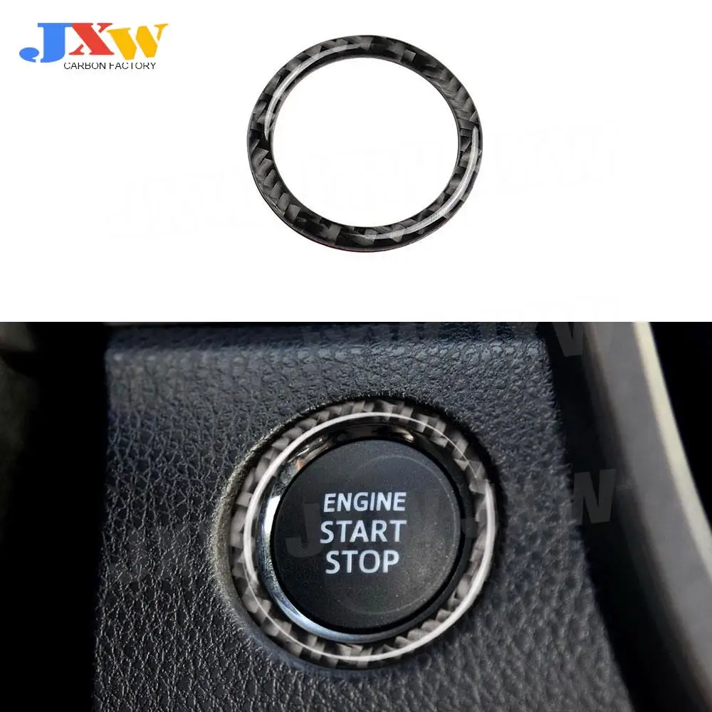 Carbon Fiber Car Engine Start Stop Ignition Button Ring Trim Frame Cover Sticker For Toyota Camry 2018 2019 Accessories