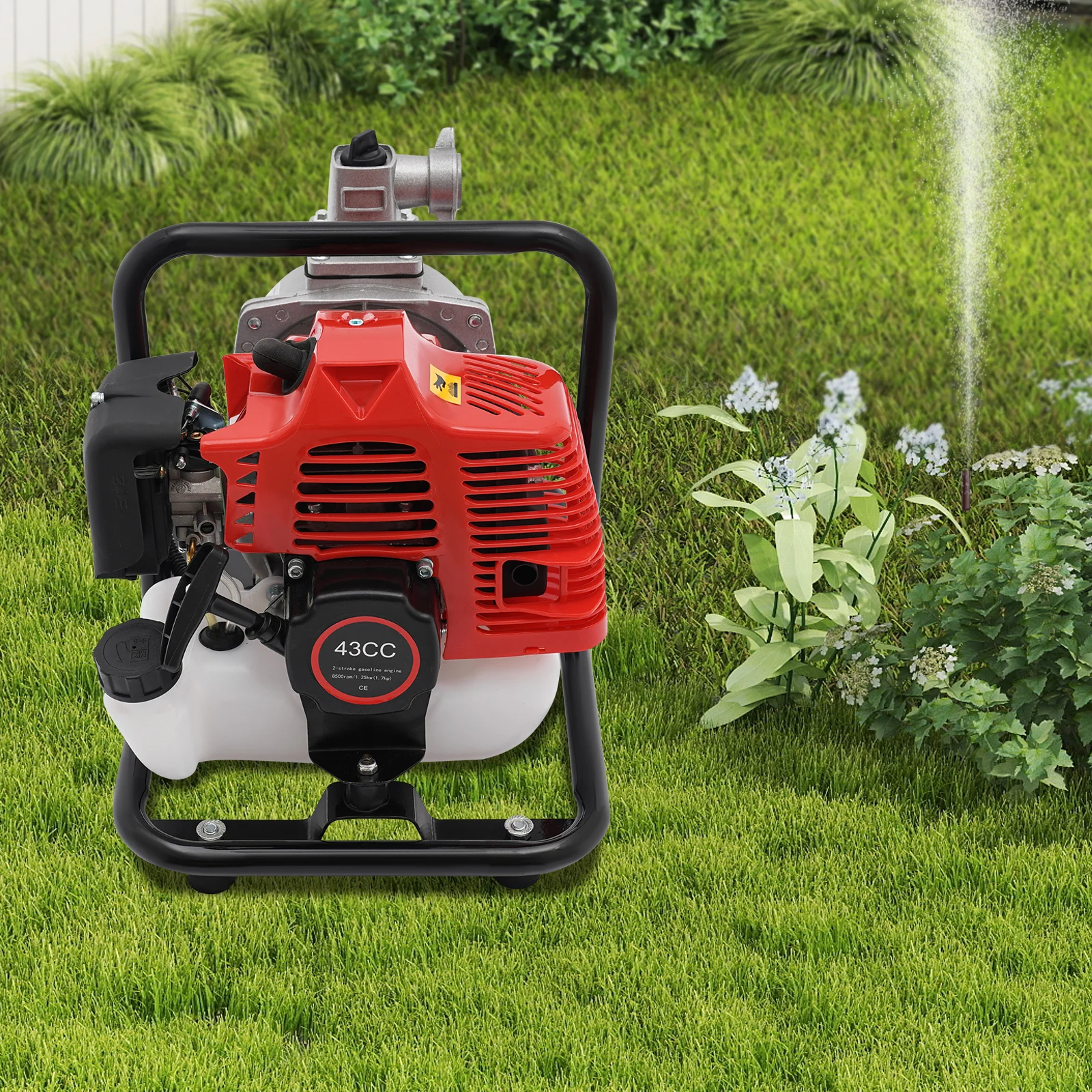 مضخة مياه محرك البنزين 8500 دورة في الدقيقة 1.25KW مضخة مياه المحرك ثنائية الأشواط 43CC مضخة نقل المياه