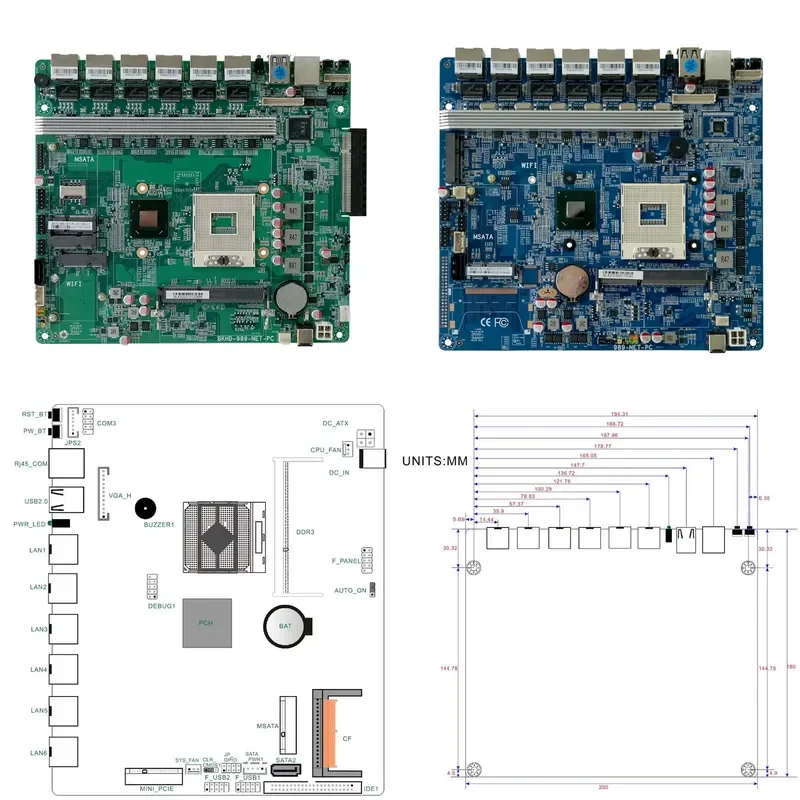 for BKHD Network Series Main Board 989NP 6L 1G 2.5G Optional mSATA mPCIe Onboard 3rd Gen Core i3 i5 i7 Processor