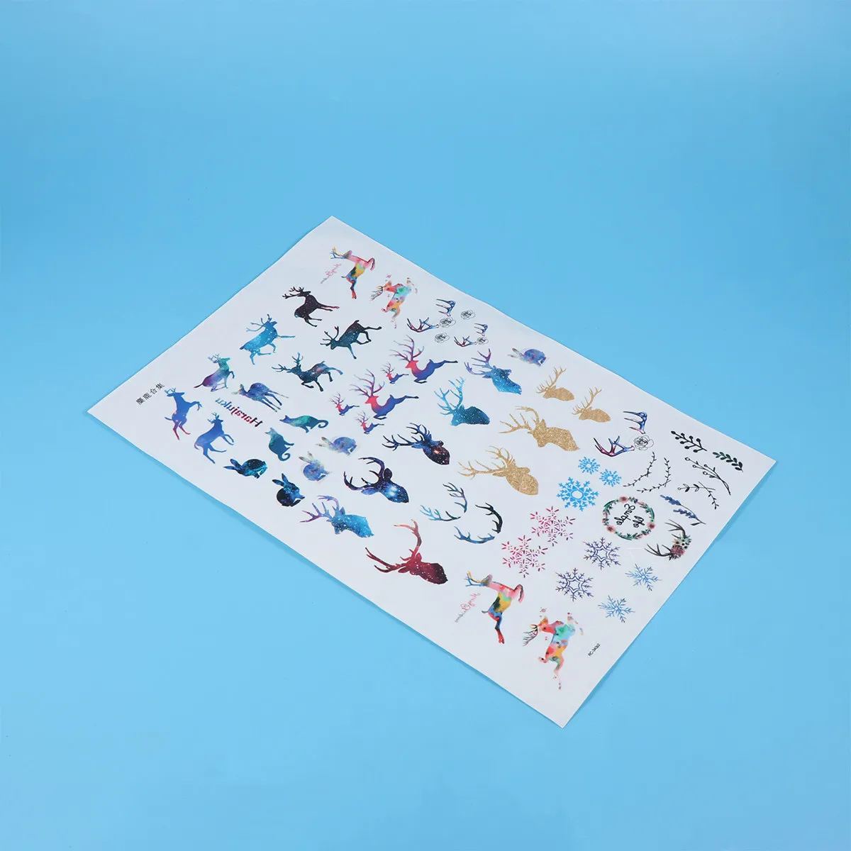

Временные татуировки на Рождество, 1 лист, наклейки с оленьими рогами и оленями для украшения тела на Рождество, безопасные для детей