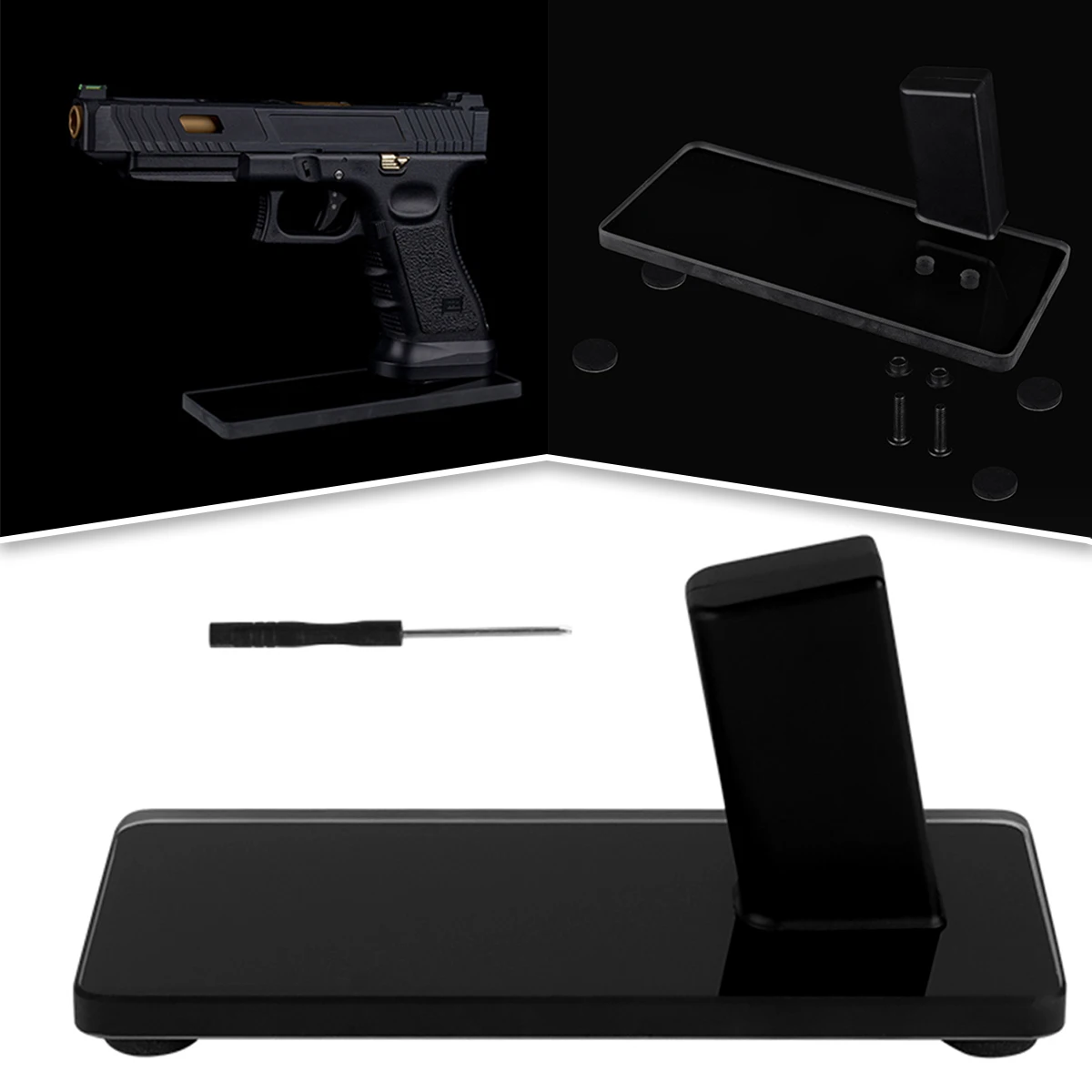 

Glock Tactical Pistol Display Stand Easy to Install ABS Decorative Magazine Glass Anti-slip Base for Hunting Airgun Accessories