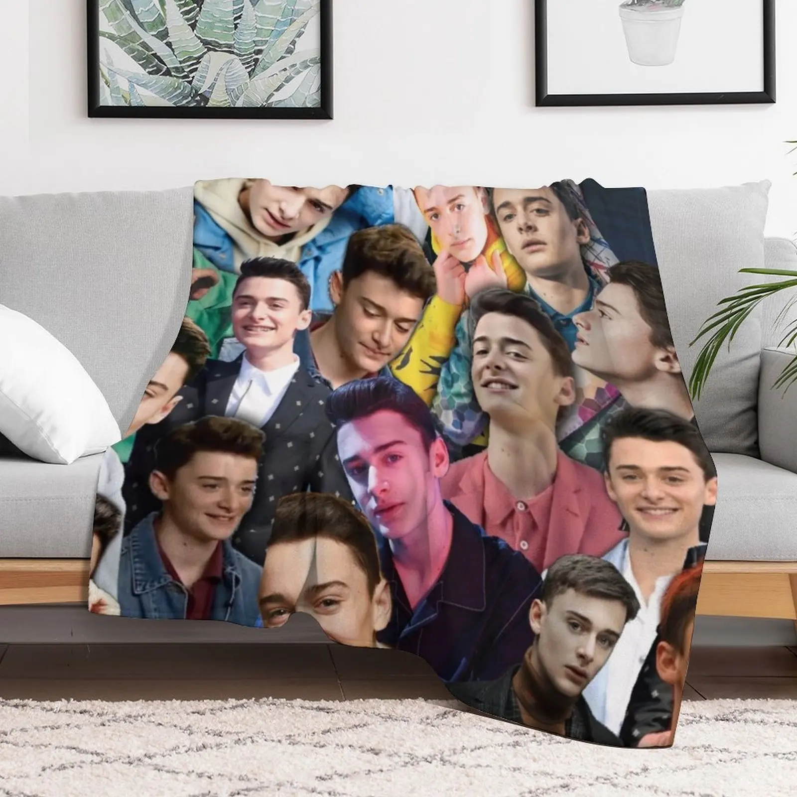 noah schnapp collage Throw Blanket Warm Flannel Blanket for Couch Chair Bedroom