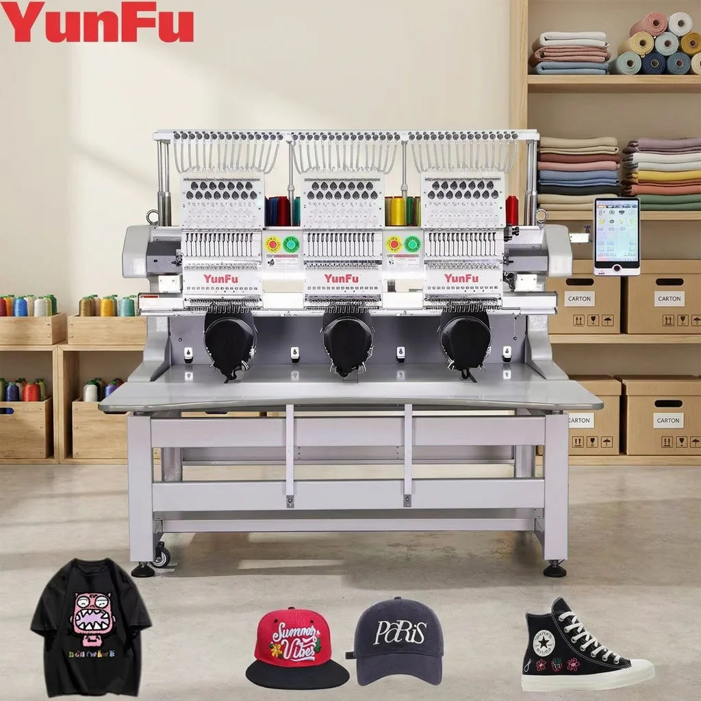 Commercial 3 Head 15 Needle Embroidery Machine Working Area 450*400 Automatic High Efficiency Computerized Embroidery Equipment