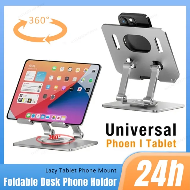 360 °   Obrotowy uniwersalny uchwyt na tablet telefoniczny Składany stojak na biurko dla iPhone 16 iPad Samsung Galaxy Tab Xiaomi Pad Mount