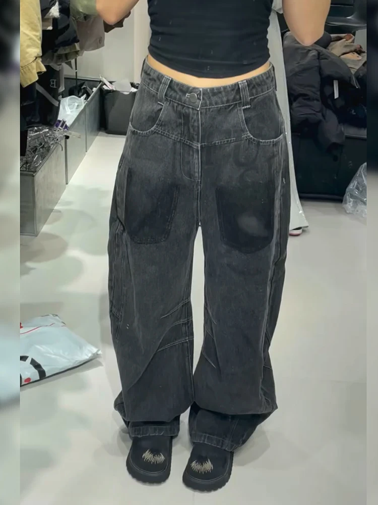 

Американские джинсы в стиле High Street Spicy Girl: женские ретро-брюки свободного кроя в стиле BF, удлиненные, в пол