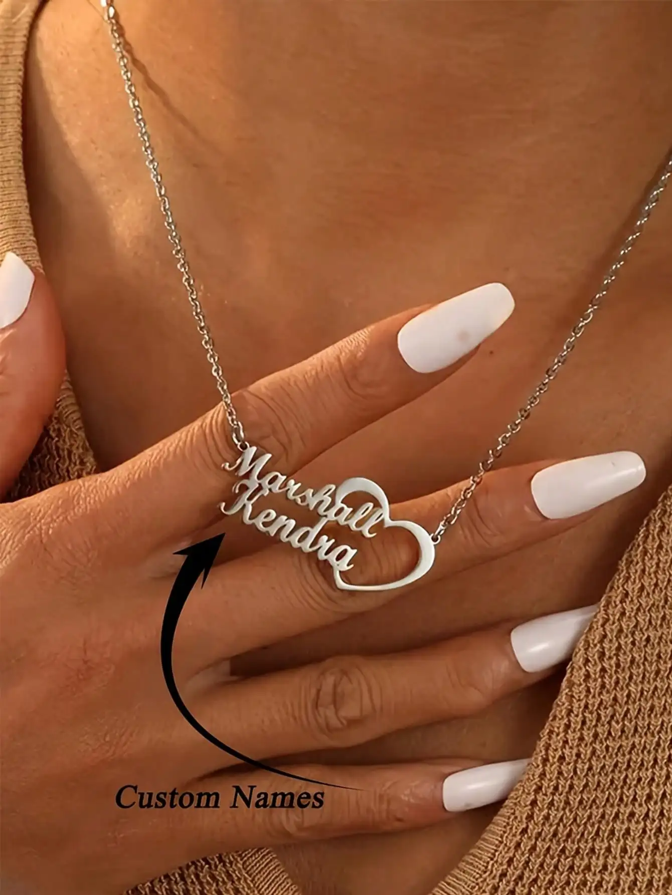 DOREMI مجوهرات مخصصة هدية شخصية 2 أسماء قلادة زوجين اسم قلادة اسم مخصص قلادة #6