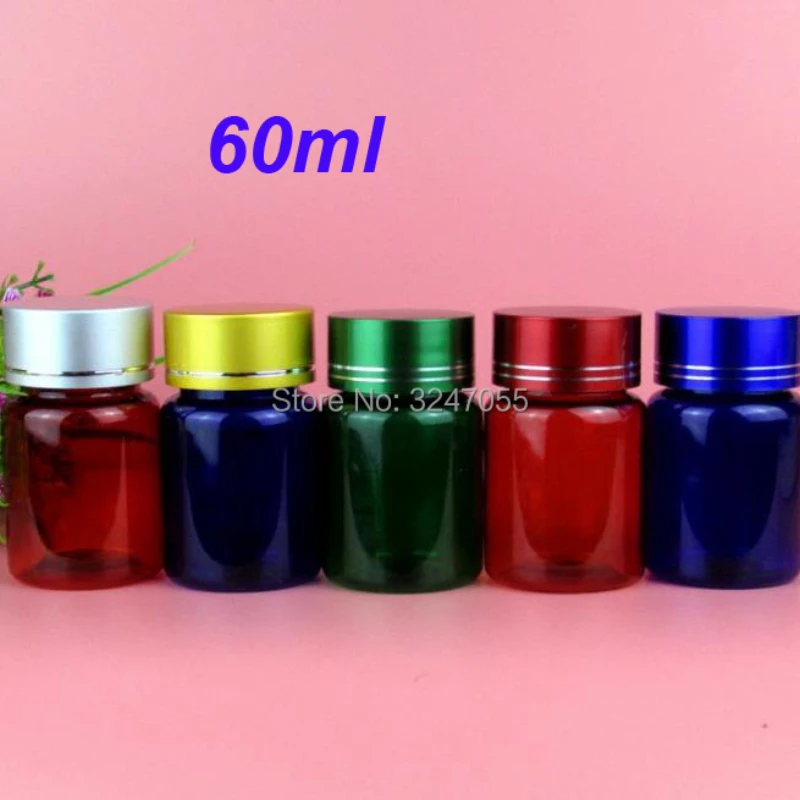 

60ML30/50/100pcs Empty Green Plastic Medicine Pills Packing Bottle,PET Blue Capsules Storage Bottle,Tablets Refillable Container