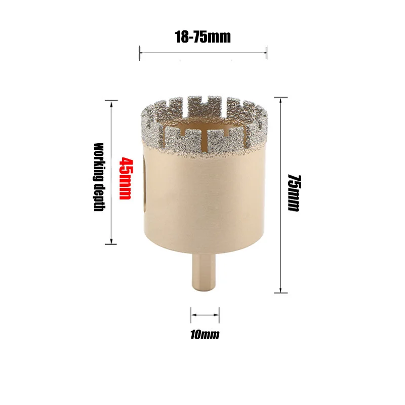 18-75mm Brazed Diamond Core Dry Drill Bit Triangle Shank Hole Saw Cutter For Ceramic Tile Granite Marble Stone Hole Opener Tools