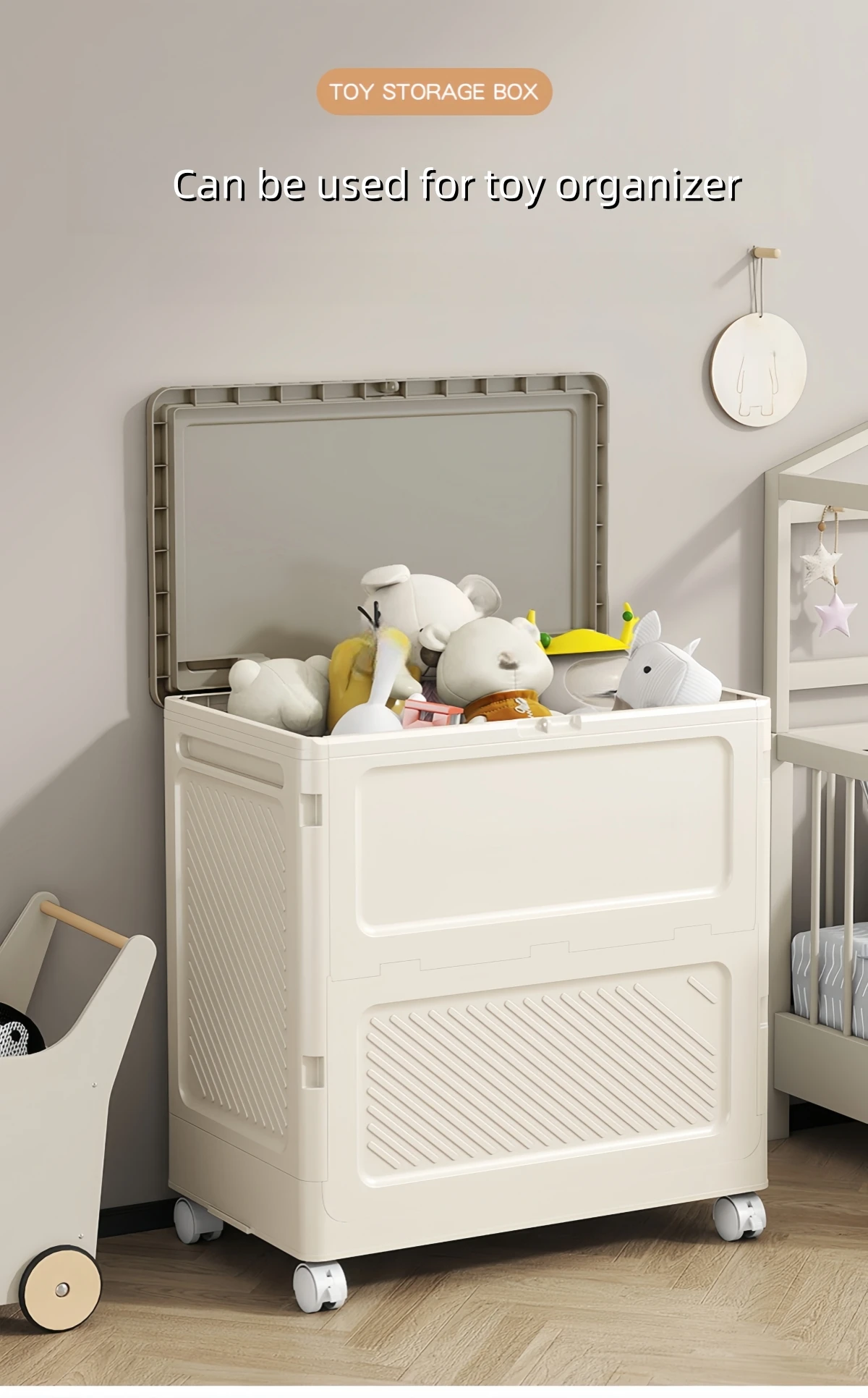 

1 Piece Cream Color Is Suitable for Bedding, Clothes, Pillows, Quilts, Toys, Sundries, and Are Also Suitable for Organizing Cosmetics and Kitchen Utensils. Foldable Large-Capacity Wheeled Storage Box Storage Box with Dustproof Cover and Foldableable Conta