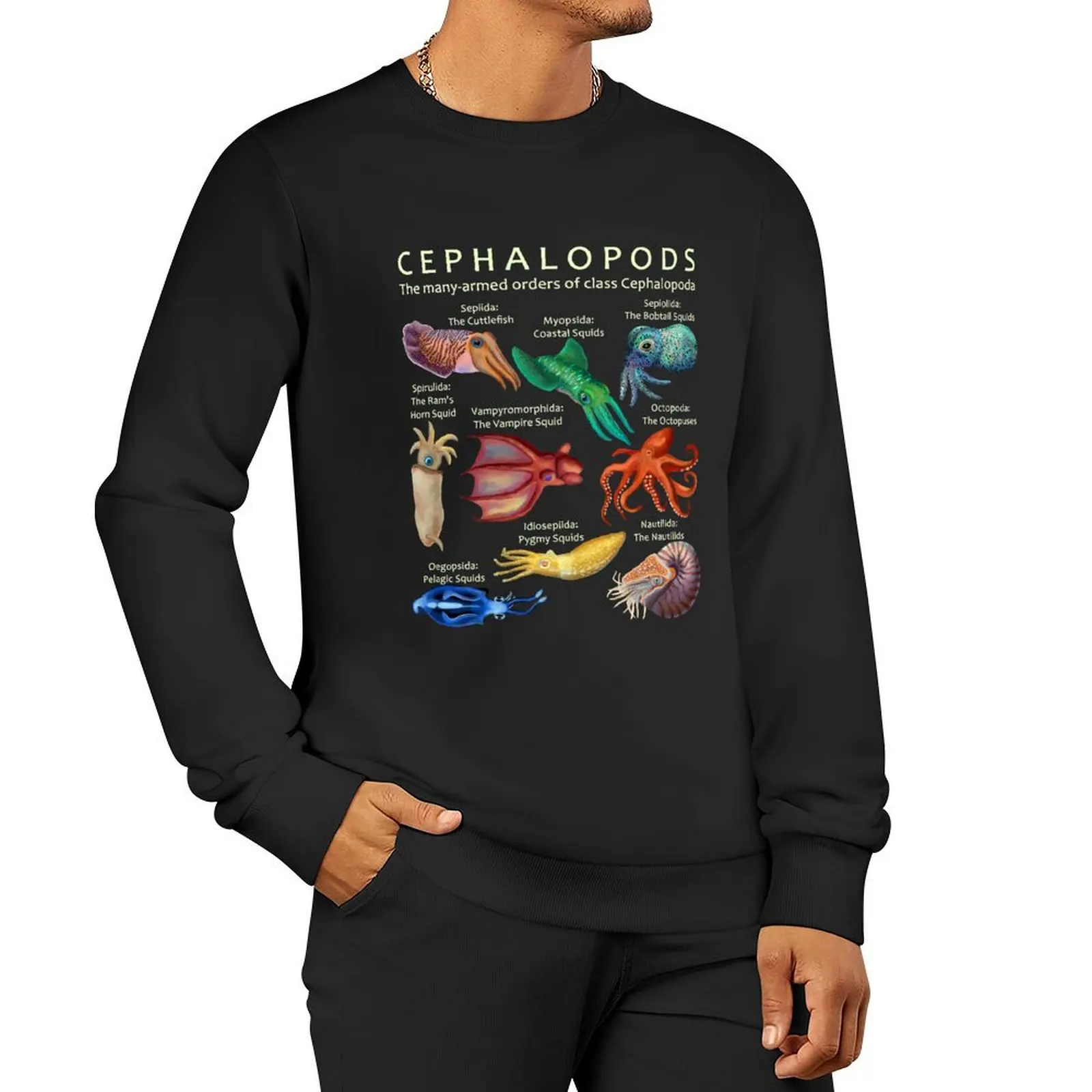 The Cephalopod: Octopus, Squid, Nautilus, and Cuttlefish Pullover Hoodie men's clothes men's winter sweater hooded sweatshirt