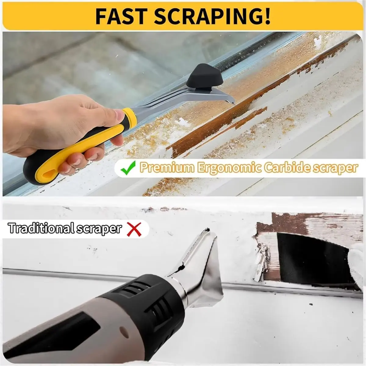 Budget-Friendly-2PCS Scraper Premium Ergonomic Carbide Scraper 2-1/2In Paint Scraper Tool for Paint Wood Glue Resin Stains