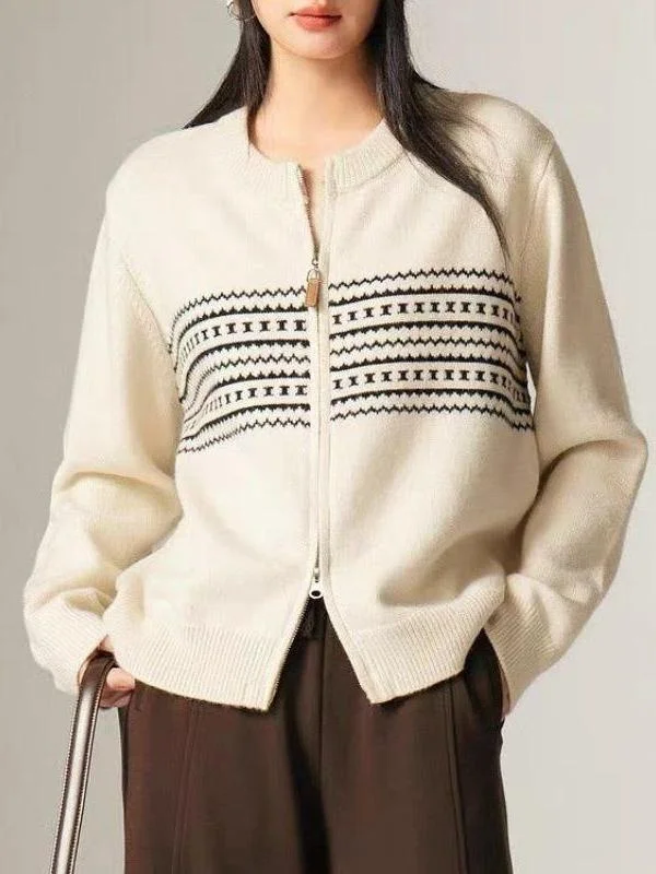 Autumn Women's Knitted Open Cardigan Casual Style Regular Fit Long Sleeve round Neck  Color Fashion Outerwear Top