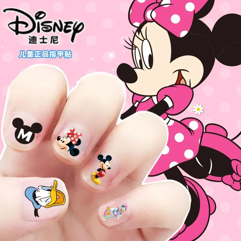 Disney Frozen Nail Stickers Girls Cartoon Mickey Minnie Mouse Makeup Nail Stickers Toy Princess Elsa Anna Kids Birthday Gifts