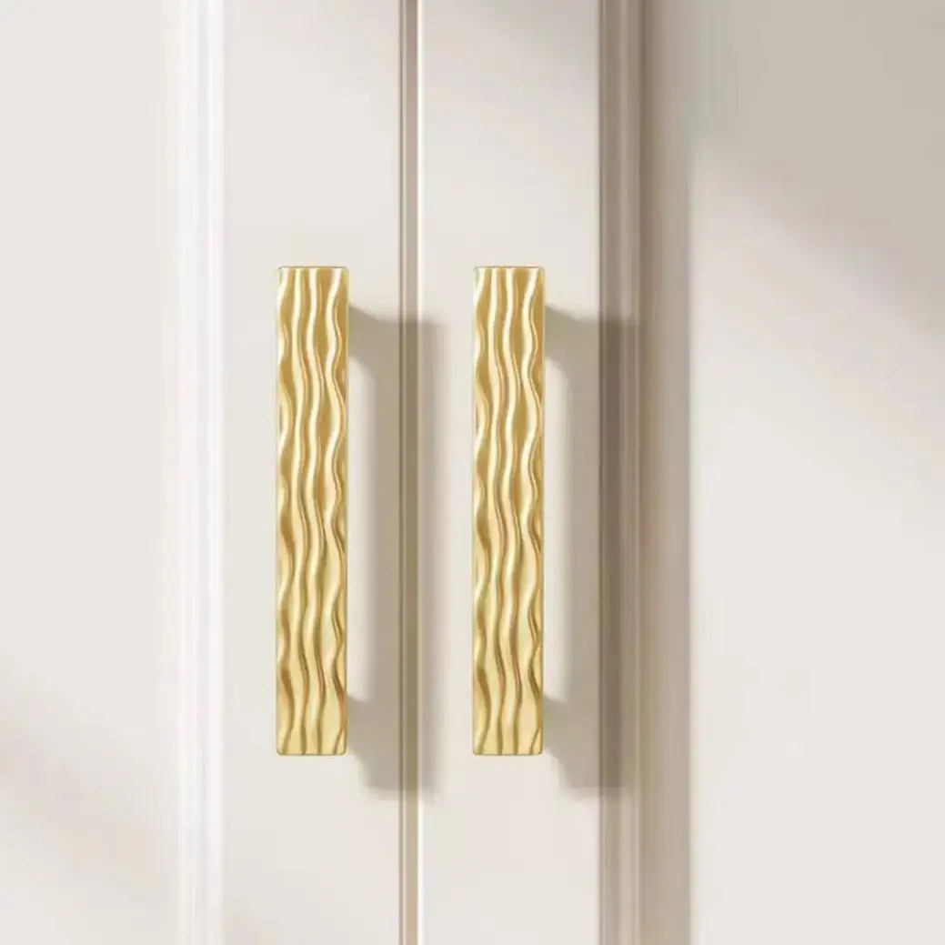 Square Golden Wave Shape Kitchen Cabinet Knob Modern Dresser Hardware Nickel Cupboard Drawer Pulls Furniture Handles LBFEEL