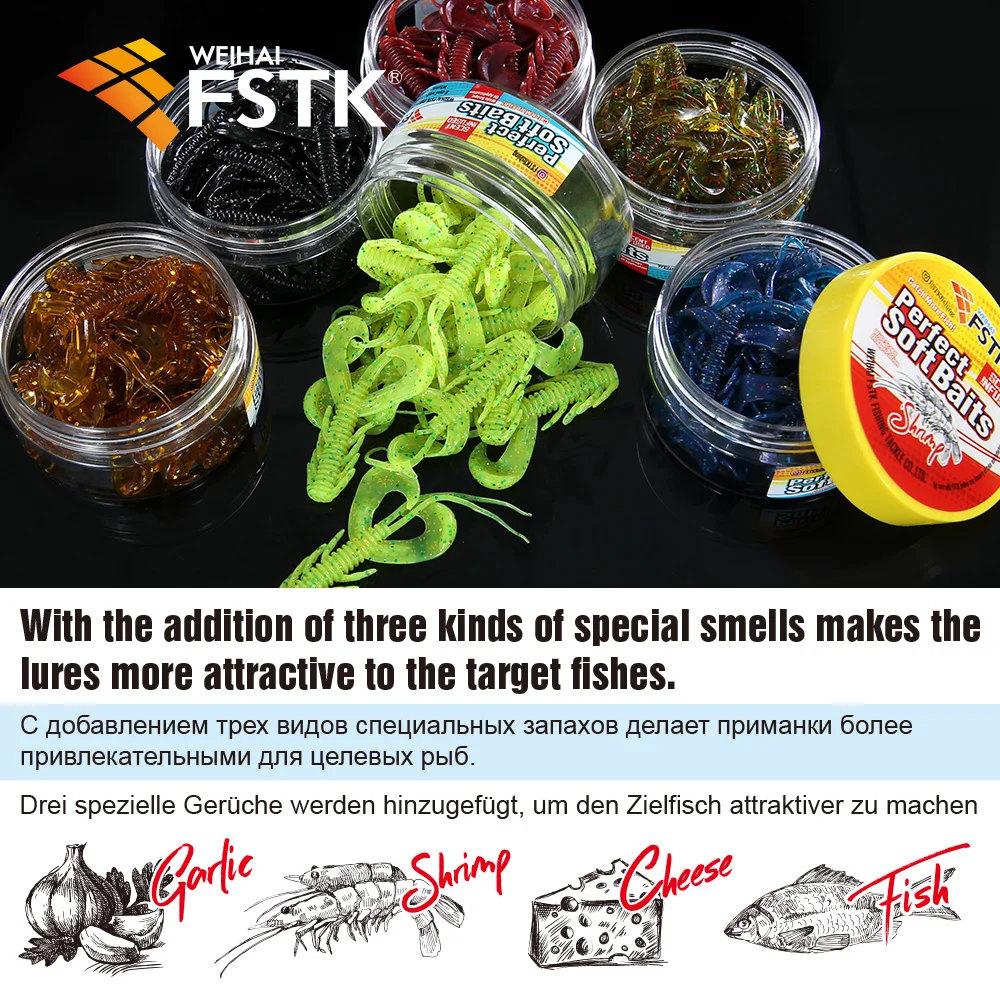 FSTK Shad Worm Soft Bait Wobblers Fishing Carp 1.9g 5.5cm Isca lure Bass Leurre Tackle Bass Pike Artificial Silicone Swimbait