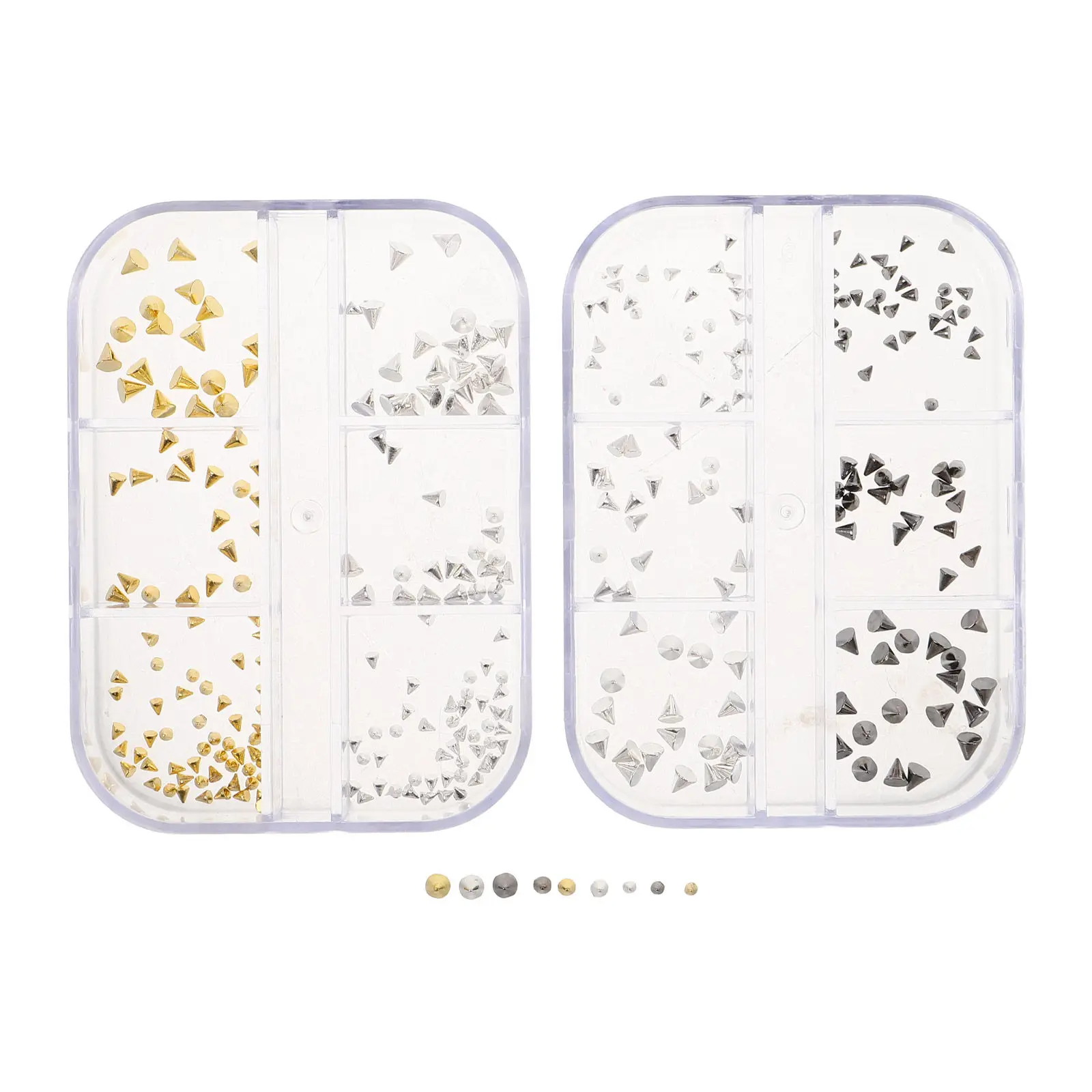 2 Boxes Punk Nail Charms Metal Cone Spike Studs Flat Back Rivet Embellishments Grunge Nail Art Jewelry Vintage Manicure Festival