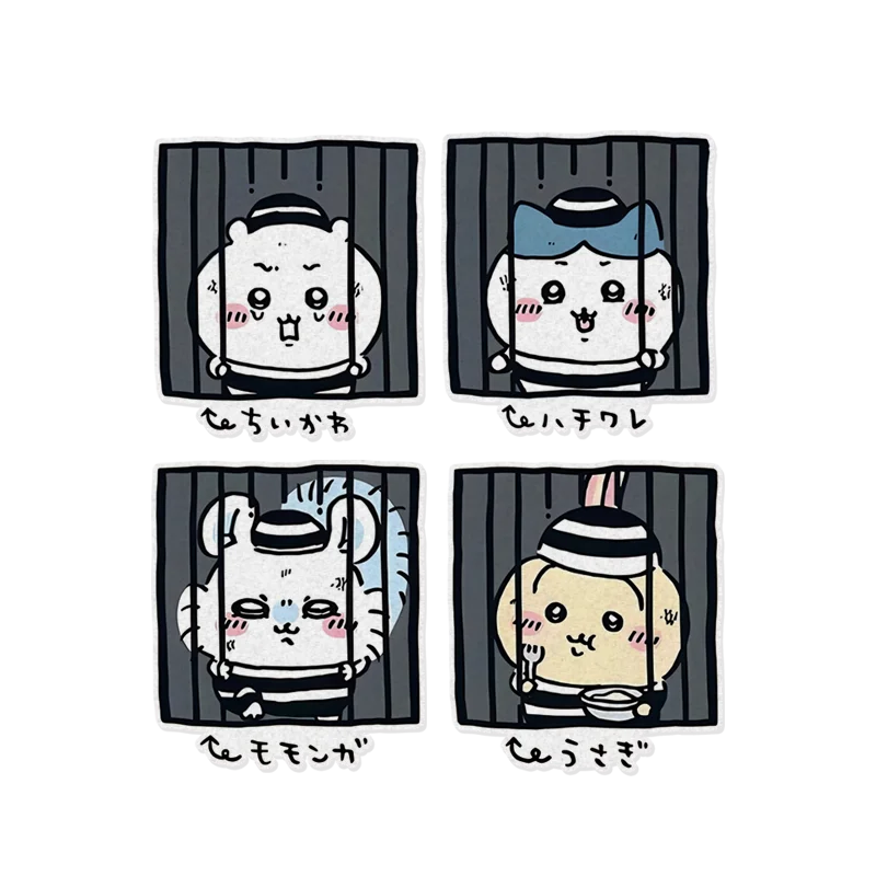 Chiikawa cartoon gevangenis grappige perifere auto motorfiets chassis reflecterende decoratiestickers