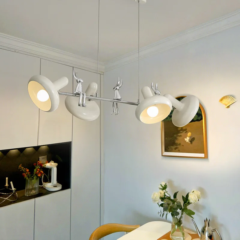 Full Spectrum Dining Room Chandelier Cream Wind Living Room Main Light Bedroom Dining Table Bar Light Cartoon Rabbit Lighting