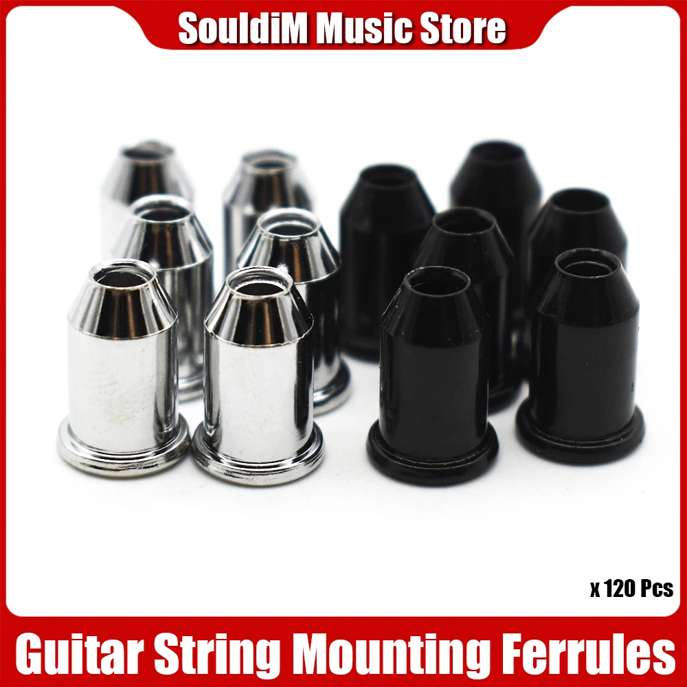 120PCS Electric Guitar String Mounting Ferrules Bushing Electric Guitar Bridge String Retainer Balck-Gold-Chrome