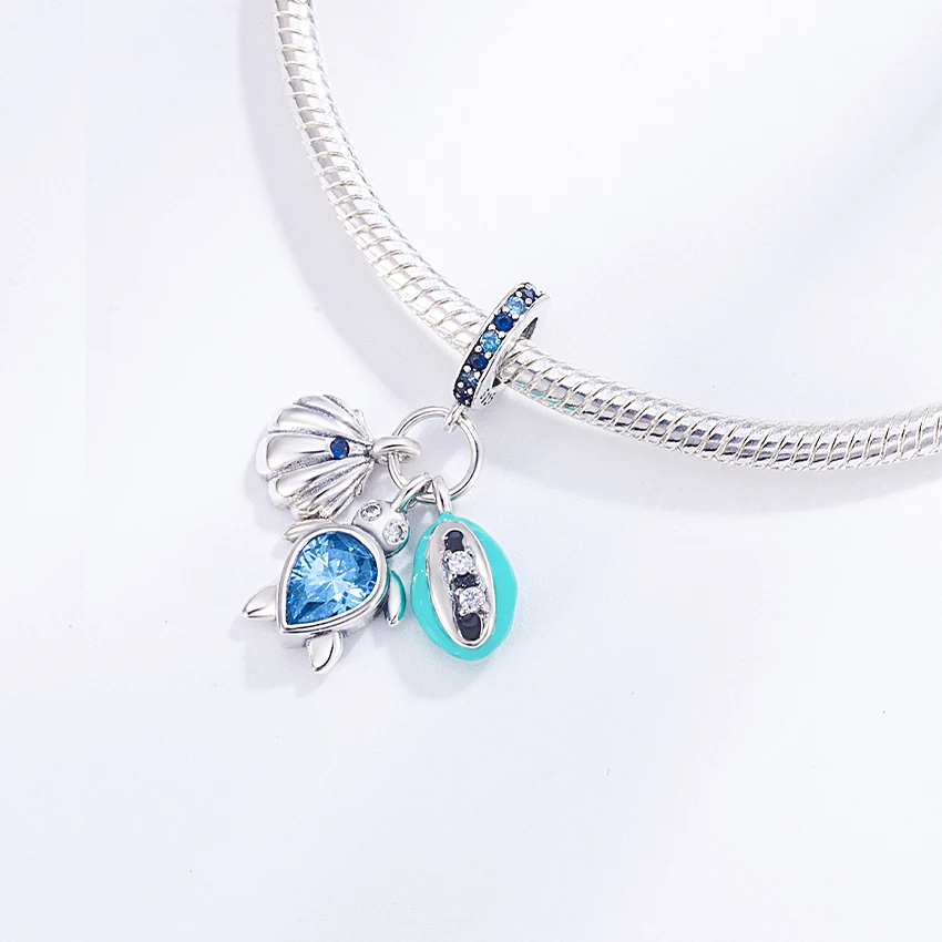 Pan Charms Original Sea Turtles & Scallops Dangle Charm Bracelet Pendant Jewelry