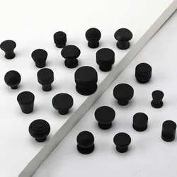 Space Aluminum Single Hole Handle Modern Wardrobe Drawer Round Knob Black Kitchen Cabinet Furniture Small Handle