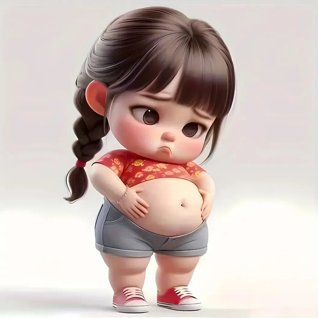 1Pc Cute Chubby Belly Girl 2D Flat Glossy Vinyl Sticker Waterproof UV Resistant Removable Decal for Water Bottle Phone Room