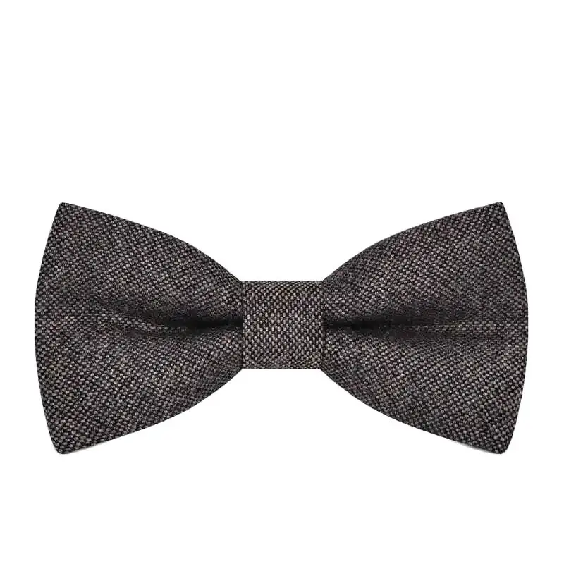 High quality wool men's gray bow tie for banquet weddings, groomsmen, suits, fashionable British high-end men's bows