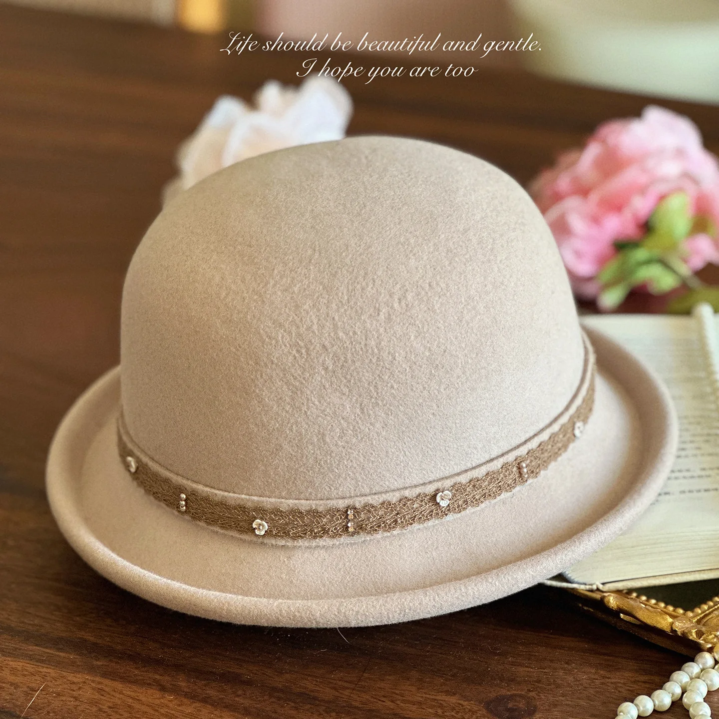 Japanischer koreanischer Stil aus 100 % Wolle mit kurzer Krempe, weich gefilzter Fischerhut, elegante Winter-Fischermütze mit rundem Oberteil