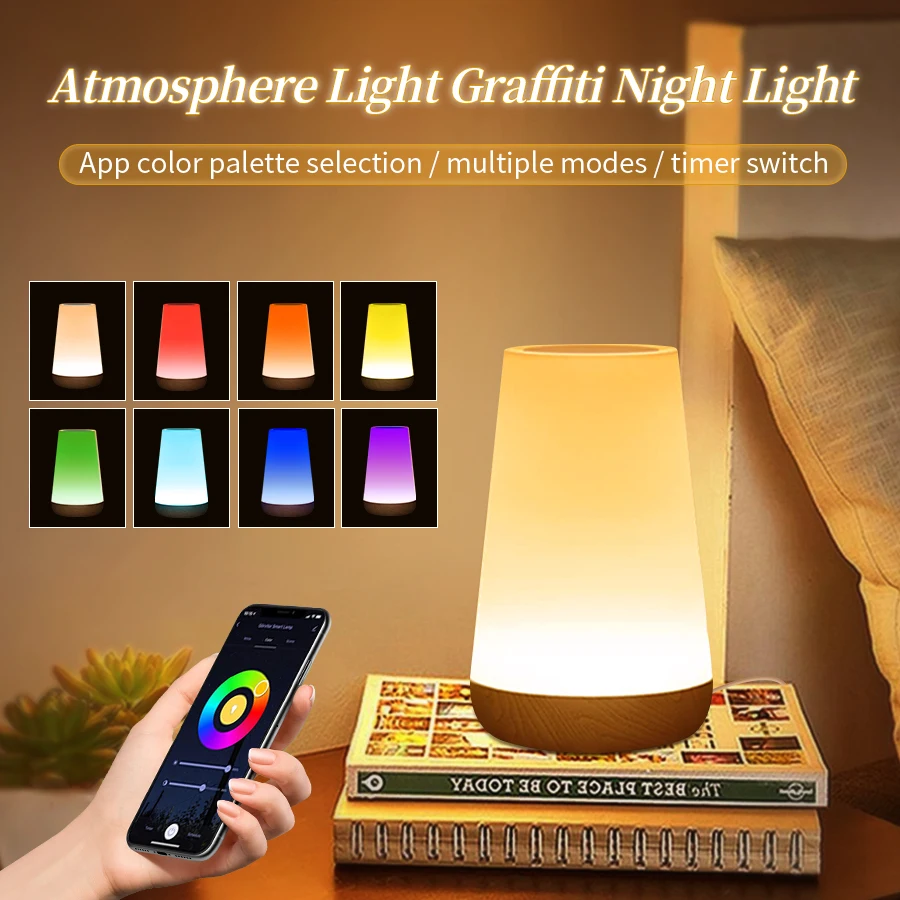 

Tuya WiFi Smart Night Light Work with Alexa Google Home Voice Control Touch Dimmable Bedside Lamp Decor Atmosphere Night Light