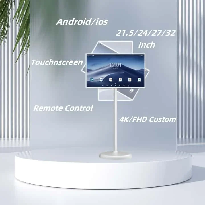 Televisores Portátiles Alibaba de 32 Pulgadas con Pantalla LCD para Publicidad, Televisores Portátiles con Ruedas, Electrónica, Televisores Inteligentes con Soporte
