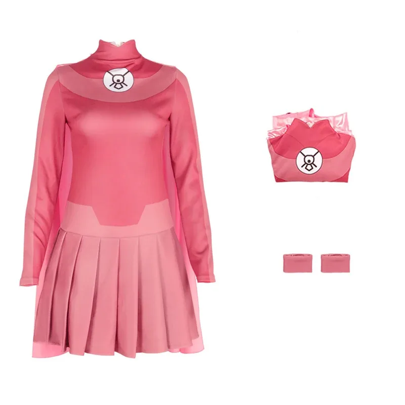 Anime Atom Eve Cosplay Costume Hero Full Set Pink Dress Uniform Suit for Adult Outfit Halloween Carnival Party Clothes Roleplay