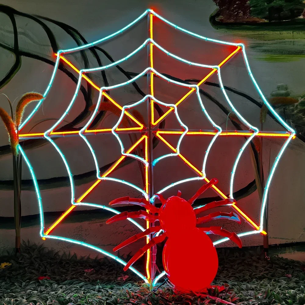 2024 Fashionable Outdoor Customers Retro Prop Lights Home Decoration LED Spider Web Decorations Halloween