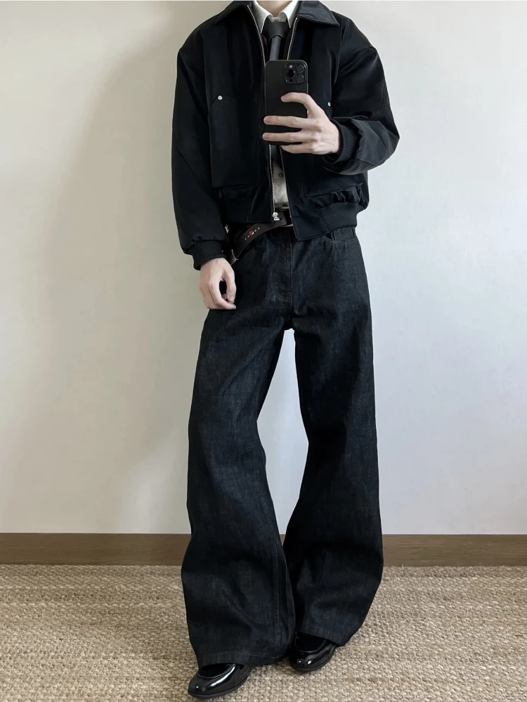 

Американские уличные цветные джинсовые мужские повседневные брюки CleanFit с прямыми штанинами и микро-клеш трапециевидной формы, молодежные модные джинсы