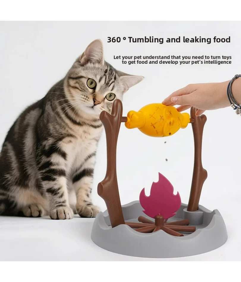 

Cat and Dog Toys, Roasted Chicken Leg 360° Rotating Food Hiding and Feeding Device, Slow-moving Feeder, Educational Items
