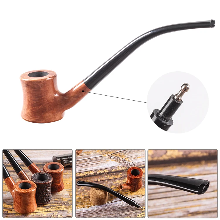 New Hammer Design Smoking Set 3mm Filter Smoking Tobacco Pipe Bent Carven Smoking Pipe Carved Briar Wood Pipe Send  5 tools