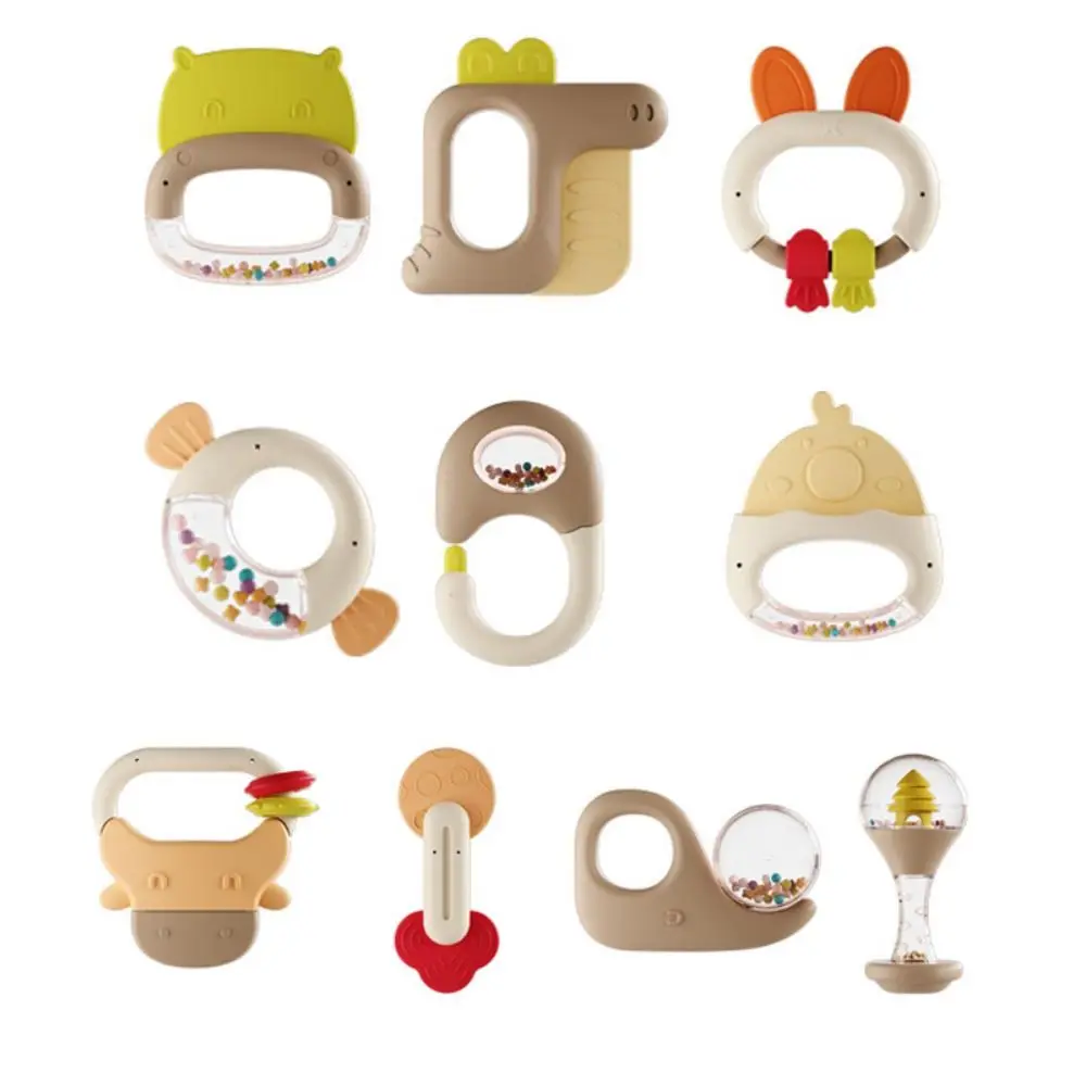 5/6 قطعة الإبداعية سيليكون الكرتون حشرجة الموت اللعب الحيوان شكل حلقة تصميم الرضع التسنين لعبة مضغة مكافحة مضغ عدم الانزلاق قبضة