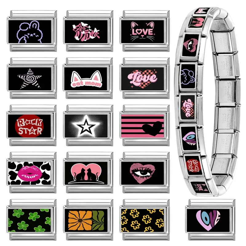 جديد جميل الحيوانات الأليفة القطط والكلاب وصلات سحرية إيطالية تناسب 9 مللي متر سوار الفولاذ المقاوم للصدأ النساء الرجال DIY بها بنفسك صنع المجوهرات #4