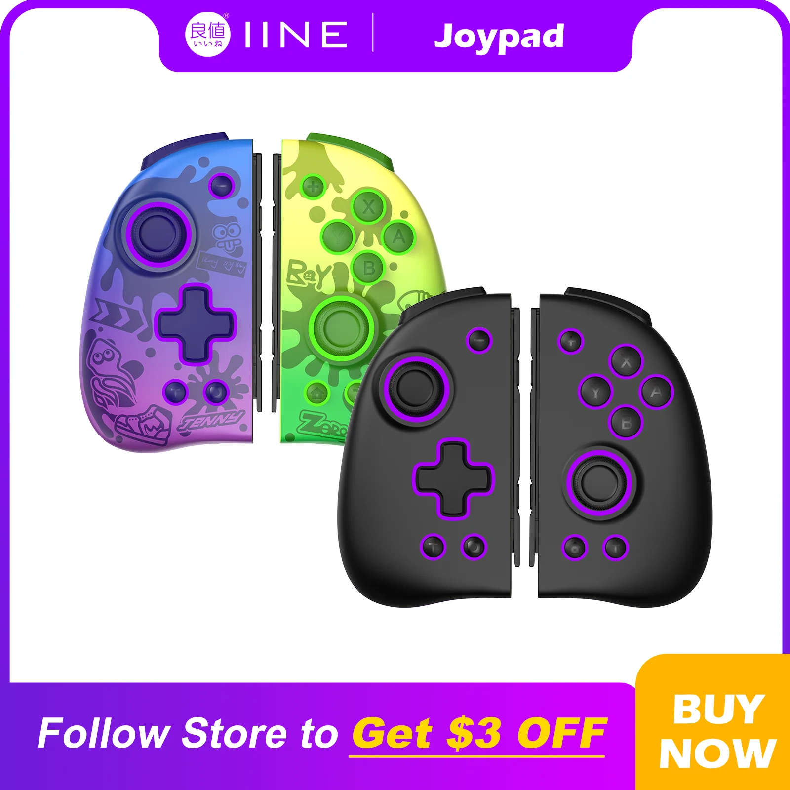 IINE Neptune Mechanical Joypad Macro Custom ALPS Analog Stick Compatible Nintendo Swtich/Lite/OLED