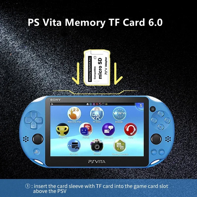 For PS Vita Memory TF Card Version 6.0 SD 2VITA Game Card Slot PSV 1000 2000 Adapter 3.65 System Mic