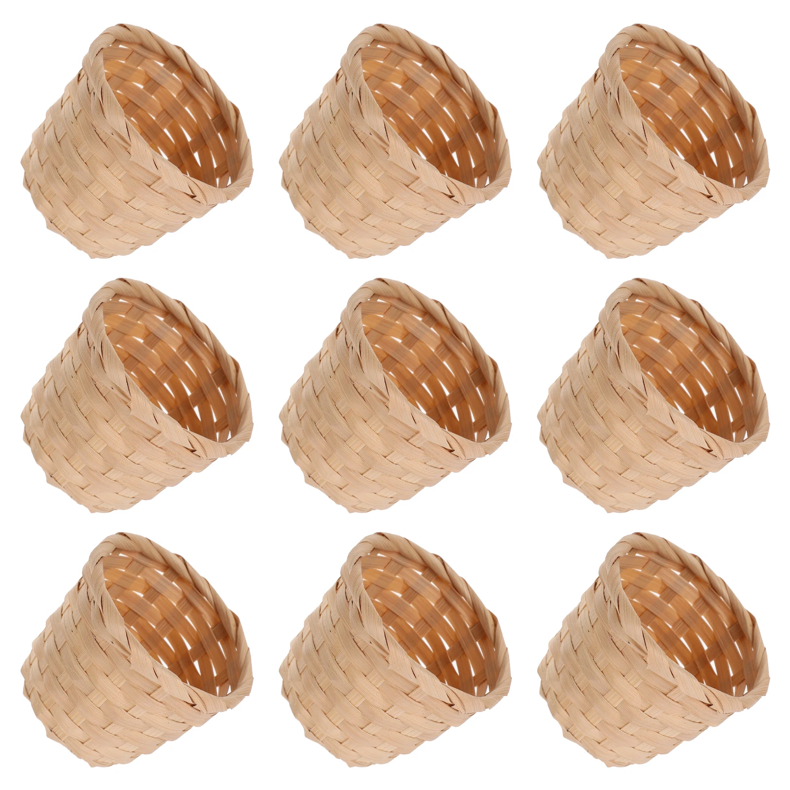

12 Pcs Mini Bamboo Storage Baskets Handwoven Woven Baskets for Organizing Bedroom Decorative Faux Flowers Small Size